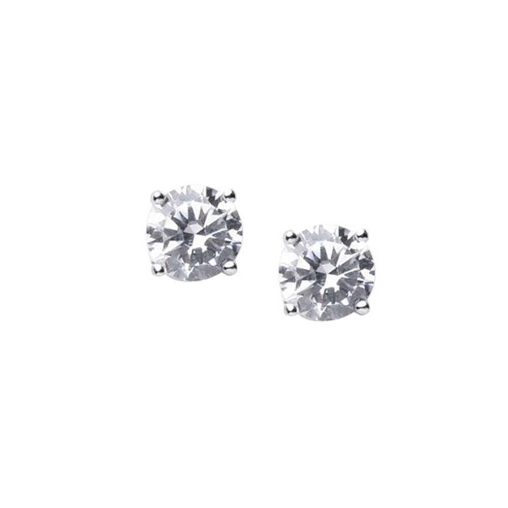 NEW CZ by Kenneth Jay Lane Clear Solitaire Silver Crystal Stud Earrings 6mm gift